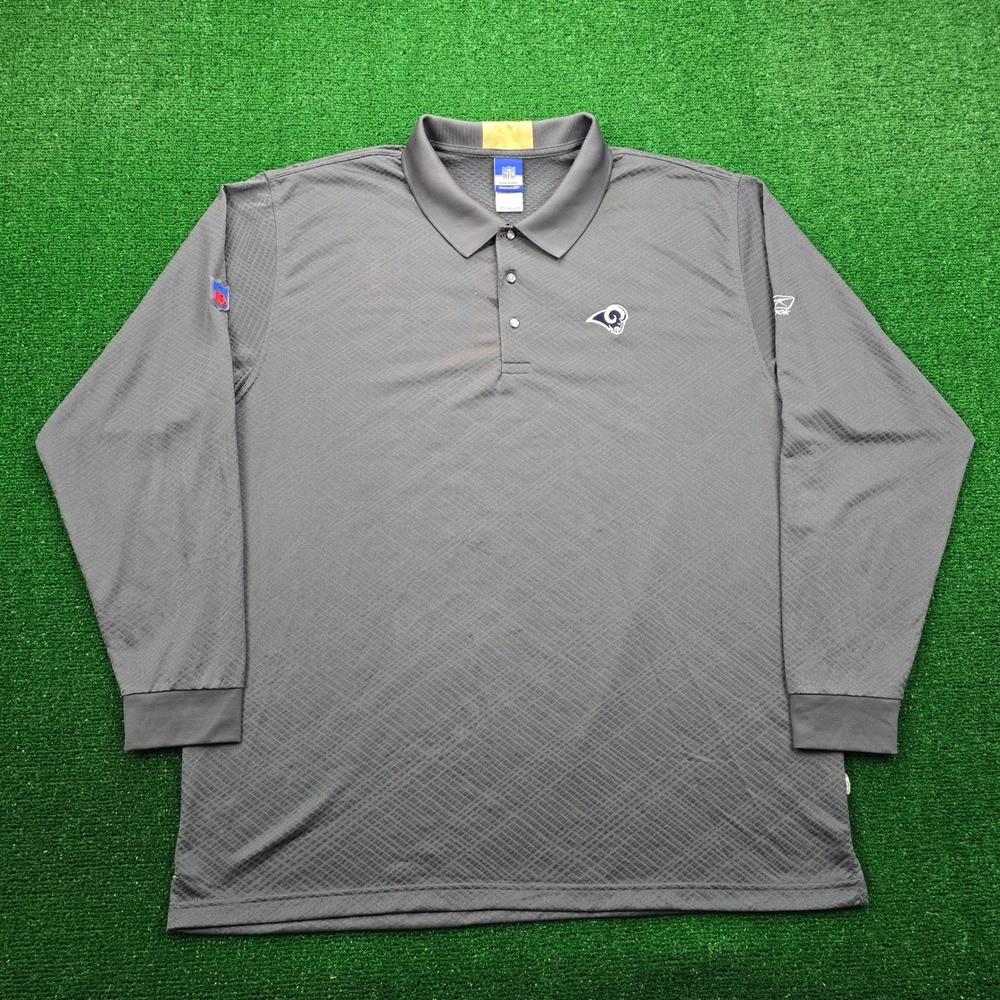 Los Angeles Rams Polo Shirt Mens 2XL Gray Long‎ Sleeve Reebok NFL Football
